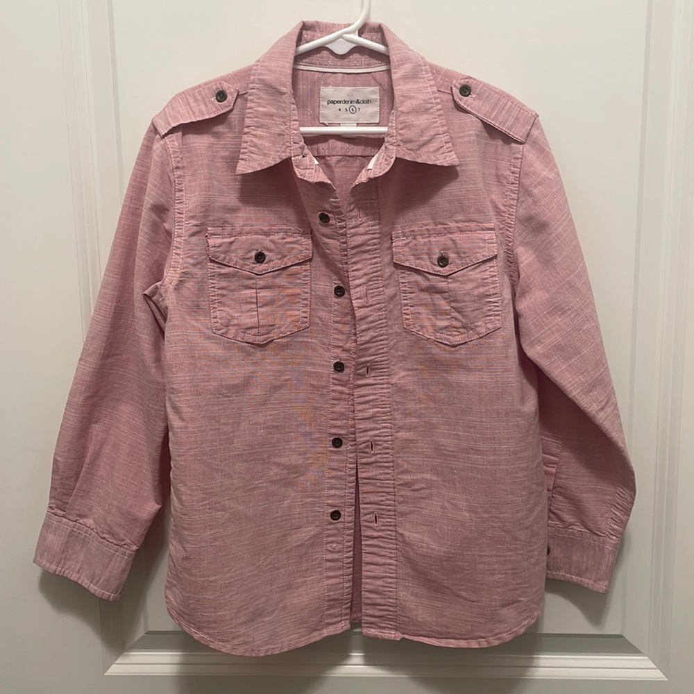 Paper Denim & Cloth boys sz 6 red long sleeve button down shirt